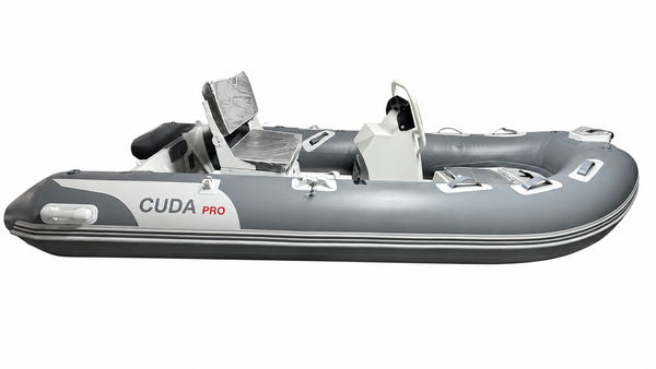 Πλάγια δεξιά όψη του φουσκωτού σκάφους CUDA PRO 360 RIB White Dark Grey.
