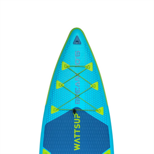 Μπροστινή όψη της φουσκωτής σανίδας SUP Wattsup Bream 10'6" All-Around σε καθαρό, μοντέρνο σχέδιο.