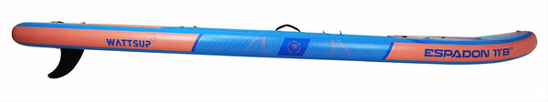 Μπροστινή όψη της φουσκωτής σανίδας SUP Wattsup Espadon 11'8" Cruiser με το αντιολισθητικό κατάστρωμα EVA.