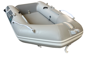 Γκρι φουσκωτό σκάφος CUDA mini 2,0m x 1,41m για 2 άτομα, μπροστινή όψη.