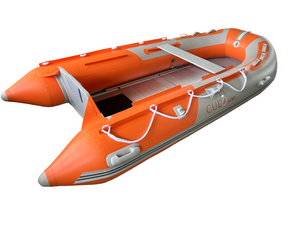 Πλάγια όψη (προφίλ) φουσκωτού σκάφους διάσωσης CUDA AERO 3.4m, επαγγελματική σχεδίαση.