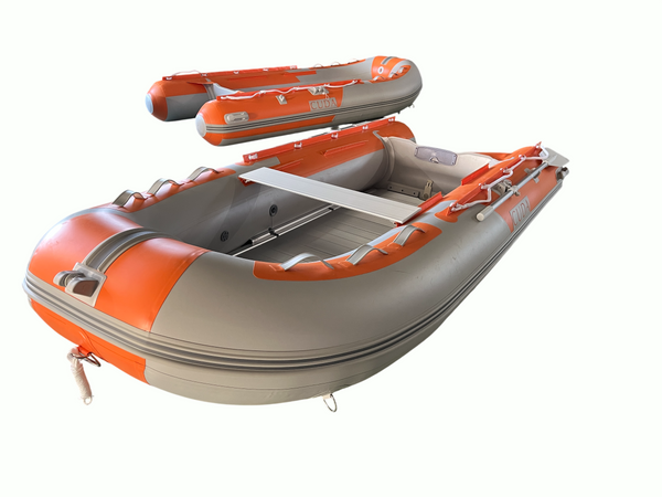 Εμπρόσθια γωνιακή λήψη πλώρης Rescue Boat CUDA AERO 3.4m με ενισχυμένο PVC.