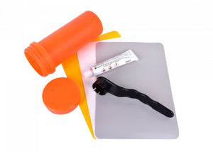 Κιτ επισκευής φουσκωτού σκάφους PVC με κόλλα, μπαλώματα και κλειδί βαλβίδων