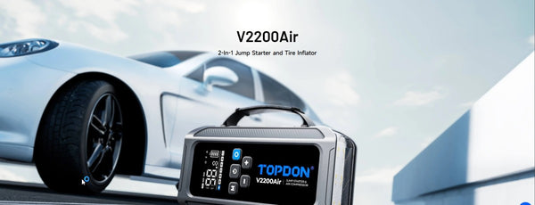 Εκκινητής λιθίου TOPDON V2200Air 2200A και τρόμπα φουσκώματος ελαστικών 2-σε-1